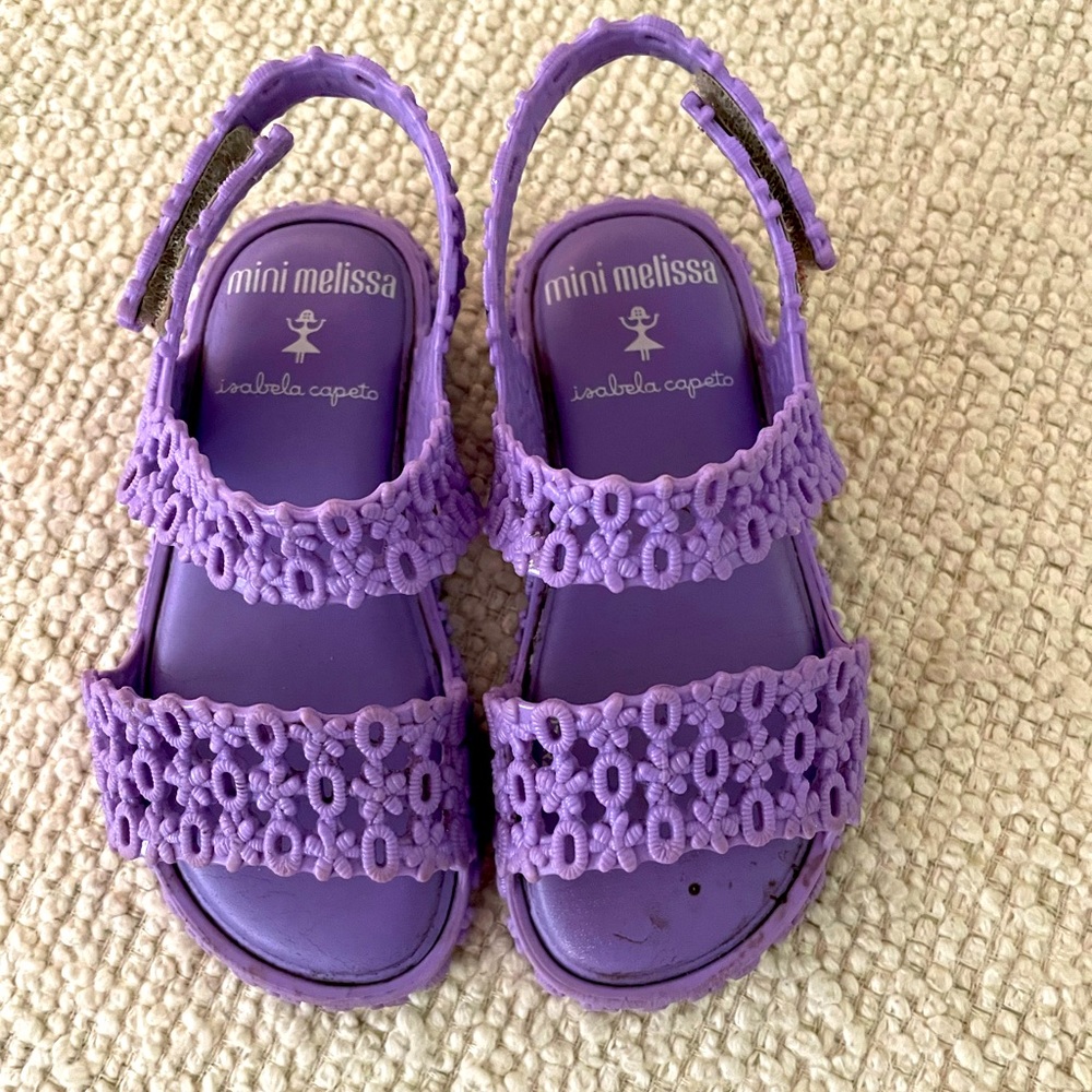 Mini Melissa purple good condition velcro back sandals!